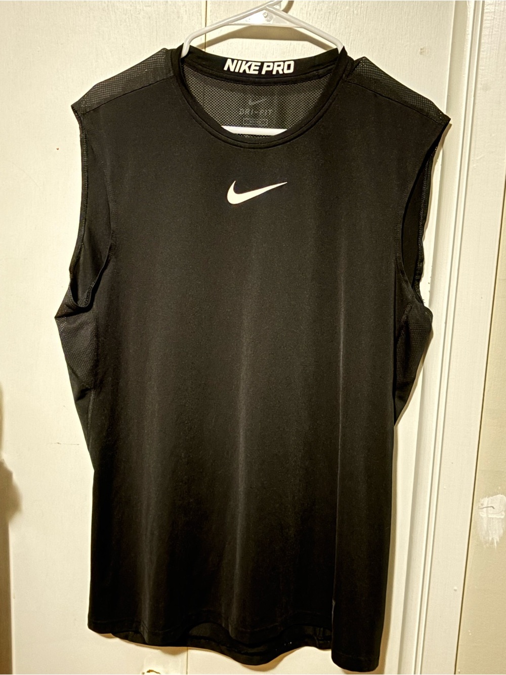 Nike Black Men's Sleeveless Performance Tank with White Swoosh